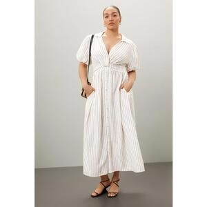 Derek Lam 10 Crosby x RTR White Knot Waist Shirt Dress Size 40 Stains ex-RTR